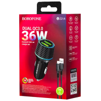 Автомобильное заряд. устр. Borofone BZ21A 2USB 3А QC3.0 36W черное