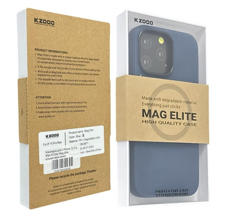 Накладка для i-Phone 15 Pro Max K-Doo Mag Elite алькантара синяя