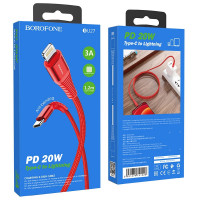 Usb Кабель-зарядка Type-C на Lightning Borofone BU27 Cool Victory 3A 20W 1.2м красный