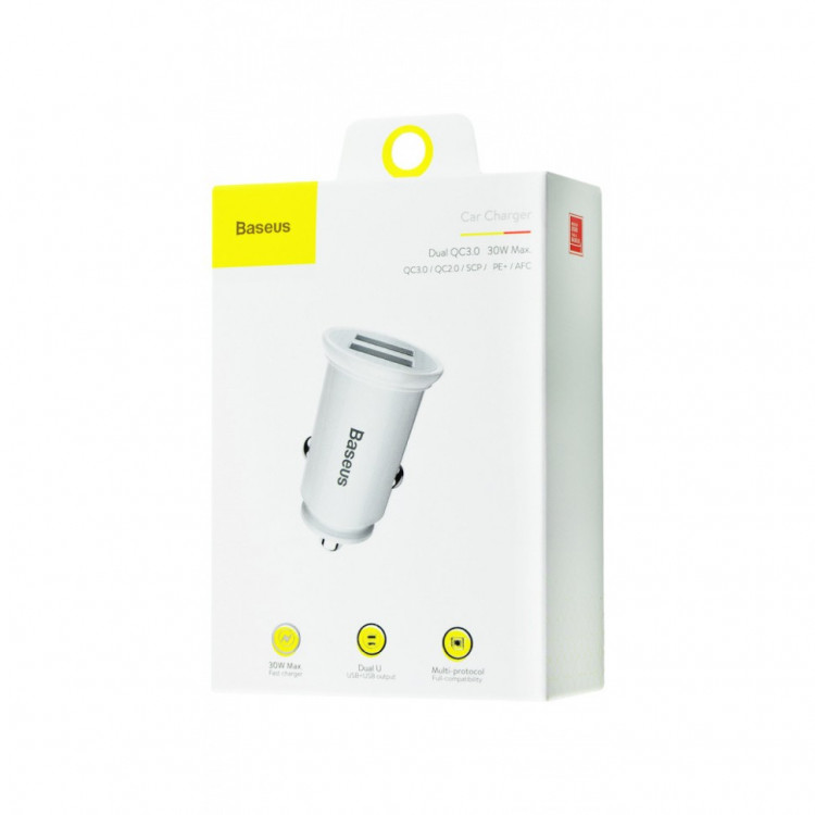 Автомобильное заряд. устр. Baseus Circular Plastic 2USB 30W (CCALL-YD02) белое