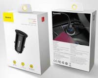 Автомобильное заряд. устр. Baseus Circular Plastic 1USB/1C 30W (CCALL-YS01) черное