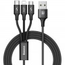 Usb Кабель-зарядка Micro+Lightning+Type-C Baseus Rapid 3A 1.2м (CAMLT-SU01) черный