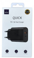 Сетевое зар. устр. WIWU 1USB/1C 20W Wi-U002 черное