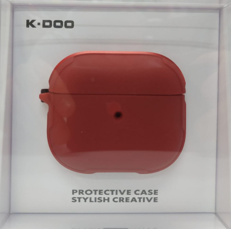 Кожаный чехол для AirPods 3 K-DOO CrashGuard красный