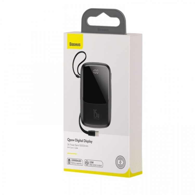 Powerbank Baseus Qpow Digital Display 10000mAh 3A Type-C (PPQD-A01) черный