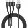 Usb Кабель-зарядка Micro+Dual Lightning Baseus Rapid 3A 1.2м (CAMLL-SU01) черный