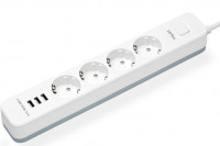 Perfeo сетевой фильтр "POWER STREAM", 2500W,  3,0м, 4 розетки, белый.