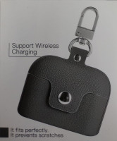 Силиконовый чехол для AirPods Pro с кнопкой и карабином серый