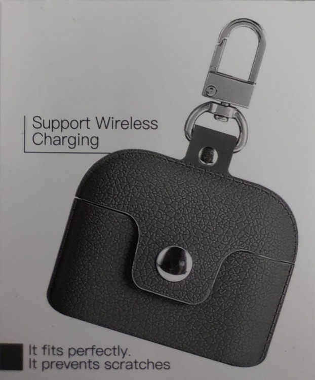 Силиконовый чехол для AirPods Pro с кнопкой и карабином серый