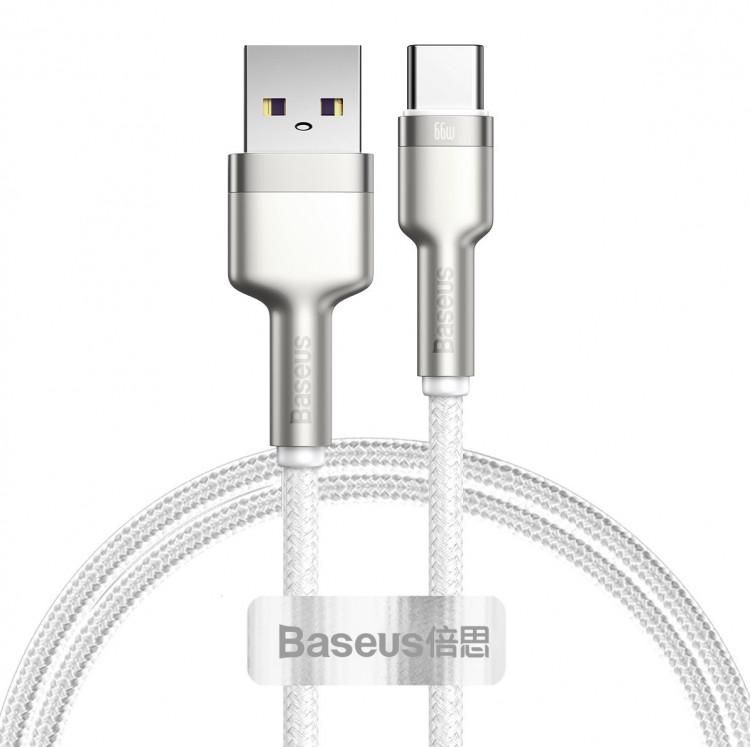 Usb Кабель-зарядка TYPE-C Baseus Cafule Series Metal Data Cable 66W 1м (CAKF000102) белый