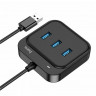 Кабель-переходник Hoco HB31 USB на 4USB 2.0 0.2м черный