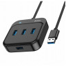 Кабель-переходник Hoco HB31 USB на 4USB 2.0 0.2м черный