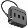 Кабель-переходник Hoco HB31 USB на 4USB 2.0 0.2м черный