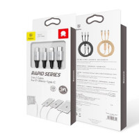 Type-C Кабель-зарядка Micro+Lightning+Type-C Baseus Rapid 1.2м (CAMLT-SUS1) чёрный