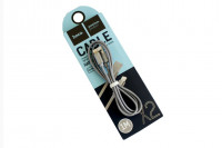Usb Кабель-зарядка Lightning Hoco X2 knitted 2.4A 1м в тканевой оплётке серый