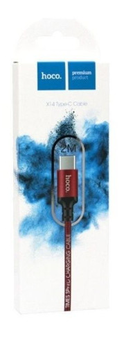 Usb Кабель-зарядка Type-C Hoco X14 Times speed 3A 2м в тканевой оплётке красный