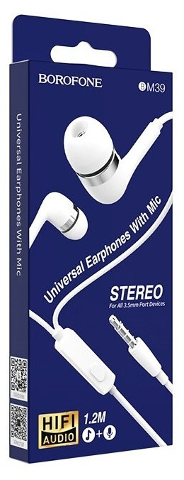 Наушники с микрофоном Borofone BM39 Refined chant 1.2м белые