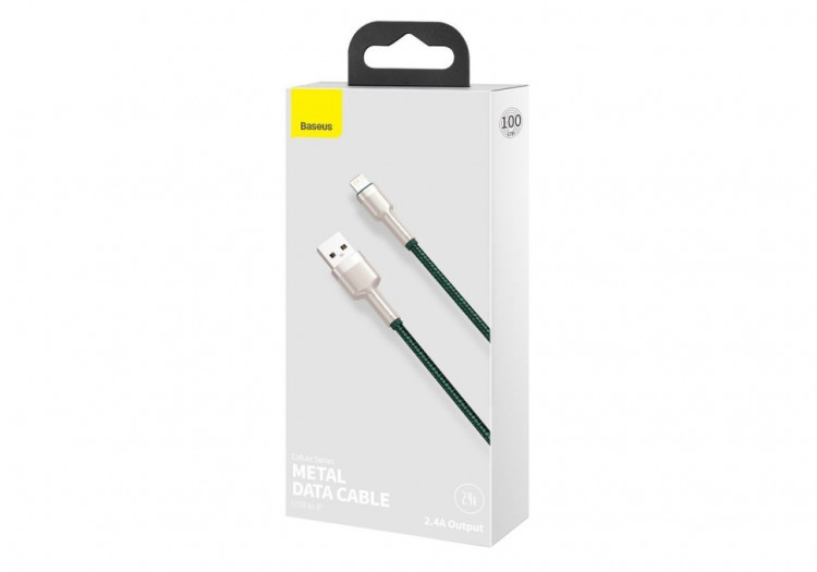 Usb Кабель-зарядка Lightning Baseus Cafule Metal 2.4A 1м (CALJK-A06) зеленый