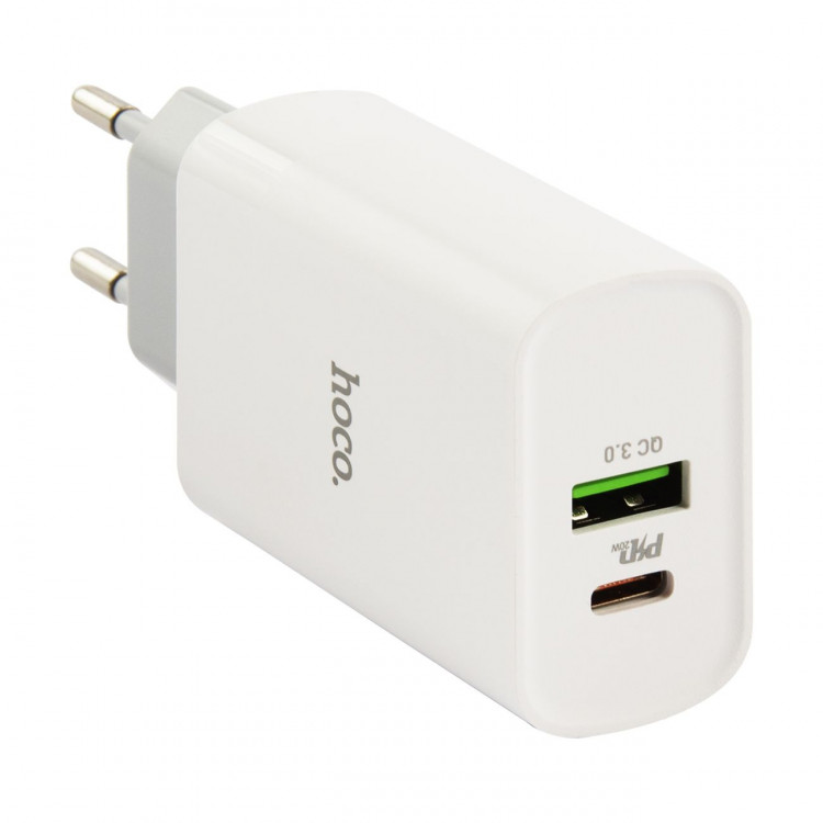 Сетевое зар. устр. Hoco C80A Plus 1USB/1С PD/QC3.0 3A 20W белое