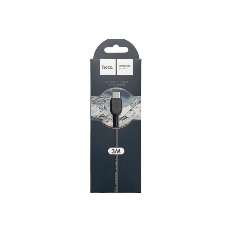 Usb Кабель-зарядка Type-C Hoco X20 Flash 2.4A 3м силиконовый черный