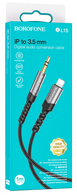 Кабель-переходник Lightning на AUX 3,5mm Borofone BL15 1м черный