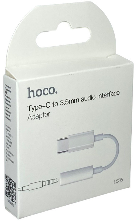 Кабель-переходник Hoco LS35 Type-C (папа) на AUX 3.5мм (мама) белый
