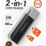 Картридер Borofone DH9 2TB 480Mbps USB2.0 чёрно-серый
