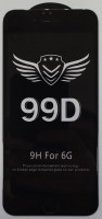 Защитное стекло для i-Phone 6/6s 99D чёрное
