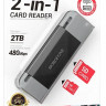 Картридер Borofone DH9 2TB 480Mbps USB/Type-C 2.0 чёрно-серый