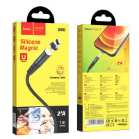 Usb Кабель-зарядка магнитный Lightning Hoco X60 Honorific 2A 1м силиконовый черный