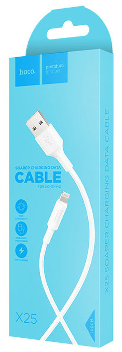 Usb Кабель-зарядка Lightning Hoco X25 Soarer 2A 1м силиконовый белый