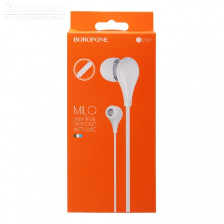 Наушники с микрофоном Borofone BM24 Milo 1.2м белые