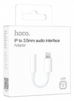 Кабель-переходник Hoco LS34 Lightning (папа) на AUX 3.5мм (мама) белый