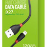 Usb Кабель-зарядка Lightning Hoco X27 Excellent Charge 2.4A 1.2м силиконовый чёрный