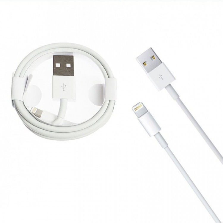 Usb Кабель-зарядка Lightning Foxconn круглый 1м AAA силиконовый белый