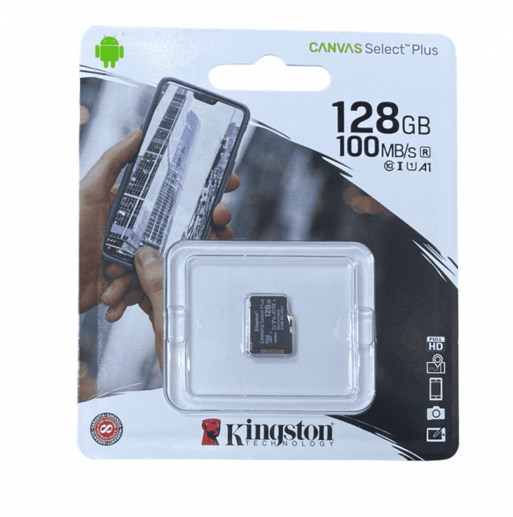 micro SDXC карта памяти Kingston 128GB Class10 UHS-I 100MB/s (SDCS2/128GBSP) без адаптера