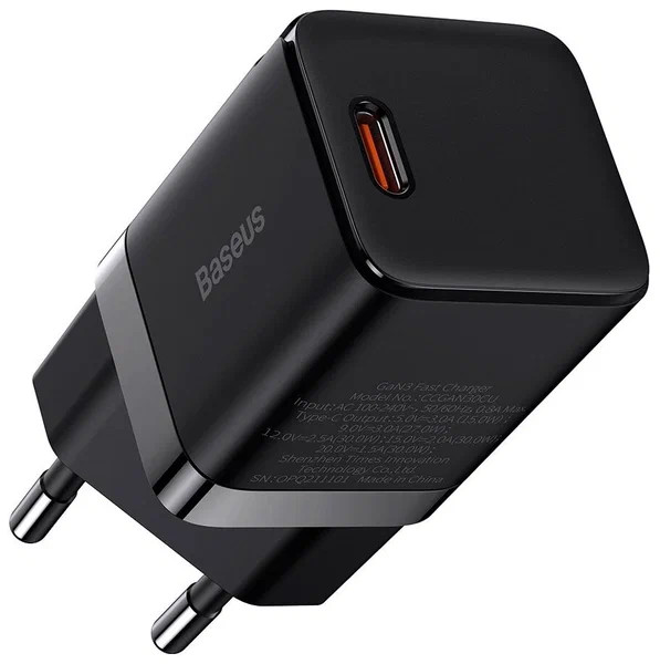 Сетевое зар. устр. Baseus GaN3 Fast Charger 1USB-C 30W (CCGN010101) черное