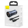 Автомобильное заряд. устр. Baseus Golden Contactor 1USB/1C с каб. Type-C/Lightnin (TZCCJD-B0G) серое