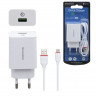 Сетевое зар. устр. Borofone BA21A с шнуром Micro 1USB 2.1A белое