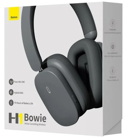 Наушники Bluetooth полноразмерные Baseus H1 Bowie BT5.2/400mAh/40ч NGTW230013 черные