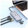 OTG TYPE-C 8в1 Hoco HB32 3USB/HDTV/PD/SD/TF/RJ45 серое