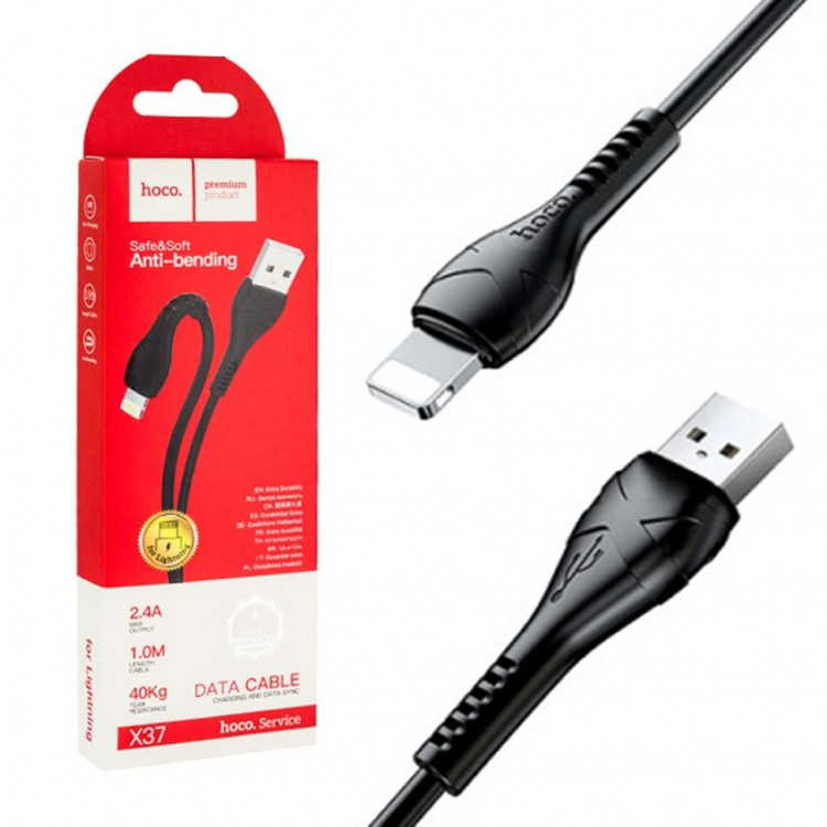 Usb Кабель-зарядка Lightning Hoco X37 1м 2.4A черный