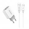Сетевое зар. устр. Awei PD4 с шнуром Type-C 1USB/1C QC3.0 5A 20W белое