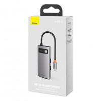 USB-C хаб Baseus Metal Gleam 4в1 2USB/HDMI/USB-C (CAHUB-CY0G) серый