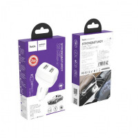 Автомобильное заряд. устр. Hoco Z36 с шнуром Lightning 2USB 2.4A белое