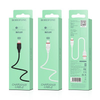 Usb Кабель-зарядка Lightning Borofone BX17 Enjoy 2.4A 1м силиконовый белый