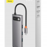 USB-C хаб Baseus Metal Gleam 8в1 3USB/HDMI/USB-C/MicroSD/TF/RJ45 (CAHUB-CV0G) серый
