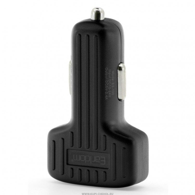 Автомобильное заряд. устр. Earldom ES-130C с шнуром Type-C 2USB 2.4A черное
