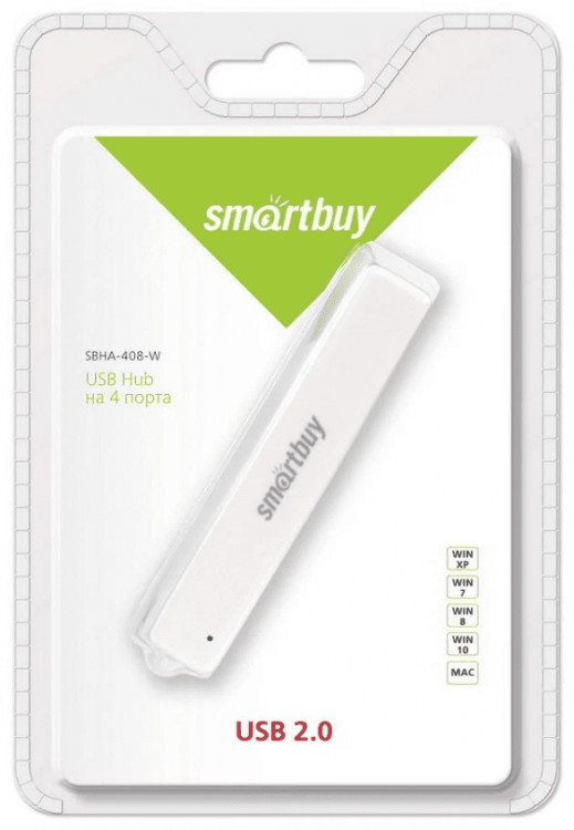 USB-HUB Smartbuy 4 порта белый (SBHA-408-W)