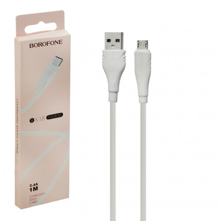 Usb Кабель-зарядка Micro Borofone BX18 Optimal 2.4A 1м белый